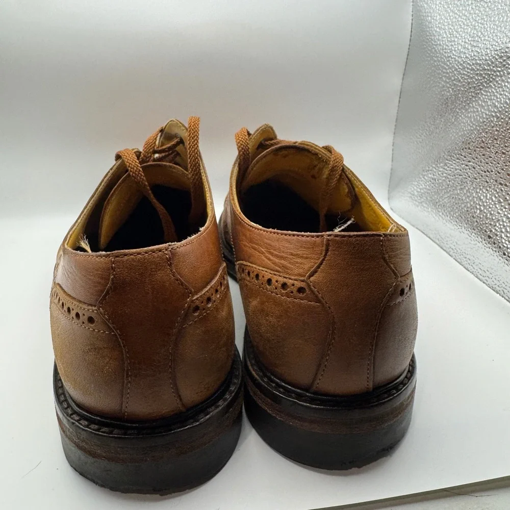 Polo Ralph Lauren Mens Tan Leather Cap Toe Brogue Oxford Shoes AAM18481 Size 10D